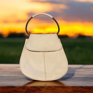 Very Rare 2003 Vintage Prada Vitello Daino Ring Bag with Metal Handle